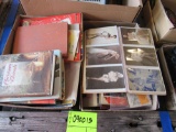 lot of 3 boxes of postcards, books and advertising items