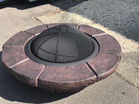26" Outdoor Woodburning Stone-Look Fire Pit