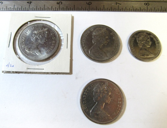 Canada- 1 half dollar, 3 dollar coins