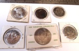 dollar coins, mostly silver, one B.U.