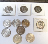 1964-1969 Kennedy half dollars, 11 coins
