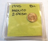 1942 gold 2 peso Mexico Bu