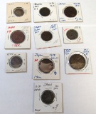 10 Japanese coins, 1800's
