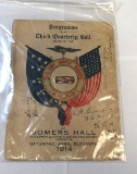 1914 Thrid Quarterly Ball invite, US North Dakota Ship
