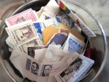 coffee can full of stamps