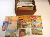 wood box with US postcards