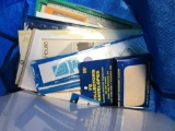 box of stamp collection supplies