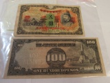 Japanese Govt occupied 100 Pesos, 5 Yen note