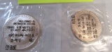 2 American Eagle silver dollars, 1994 & 1997