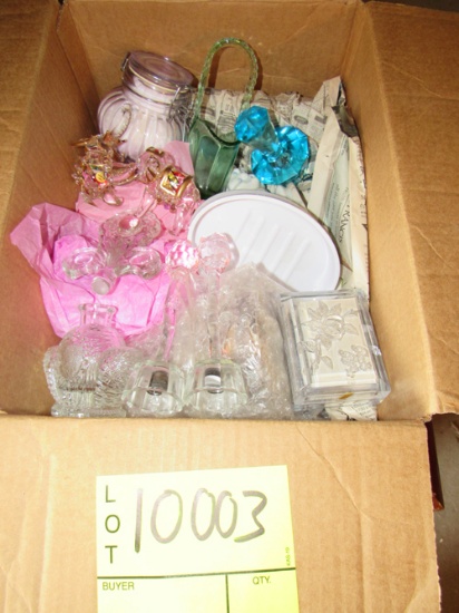 box of glassware, figurines