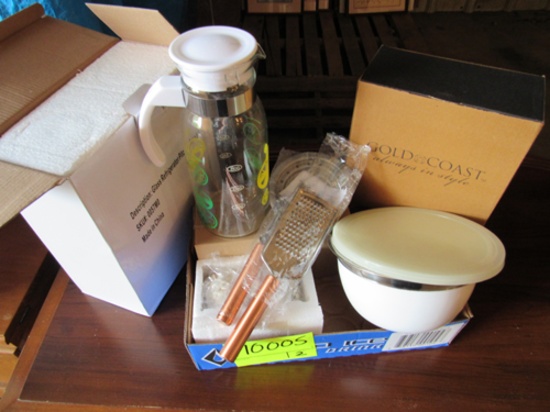 2 boxes of kitchen items, household