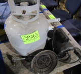 propane tank, heater, electric motor