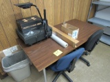 table, 2 office chairs and overhead projector