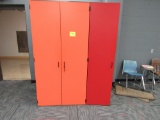 orange and red storage cabinet