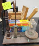 hand pump vacuum chamber and wooden boxes