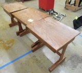 3 wooden school desks