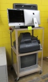cart with tvs and 2 iMacs