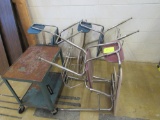school desks and cart