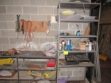 metal shelving, tools and items