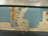 South America pull-down school map from 1938