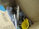 box of kitchen utencils