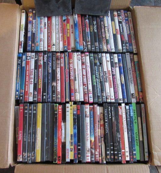 2 boxes of DVDs