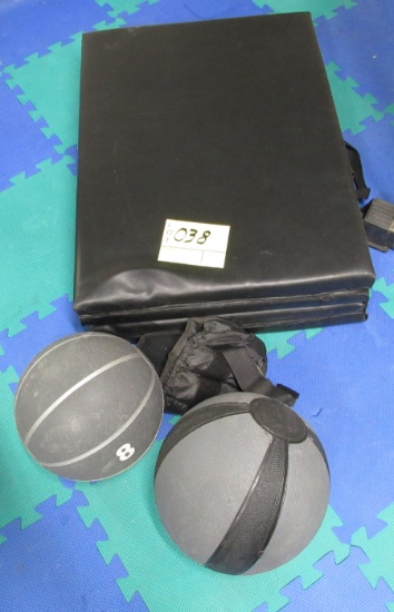 medicine balls and mat