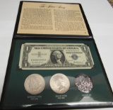 The Silver Story, Morgan, Peace, $1 silver cert and granuals