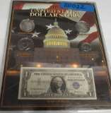 The US dollar story set, Morgan, Peace, Ike, Susan B Anthony & Silver cert