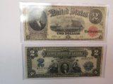 $2 bill and $2 silver cert