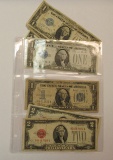 Silver cert $1 notes, $2 notes