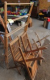 wooden chairs, clothes rack