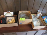 3 boxes of misc items, glassware