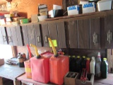 gas cans, misc items and tools