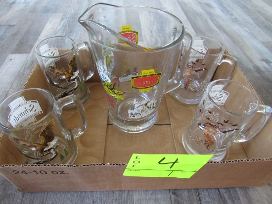 Schmidt Beer mugs & pitcher, 5 pc set