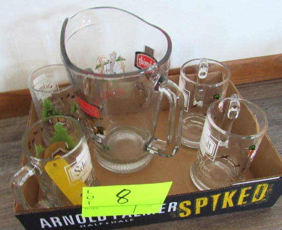 Schmidt Beer mugs & pitcher, 6 pc set
