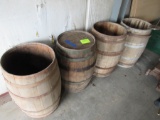 4 wooden barrels