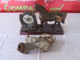 horse clock and roller skates