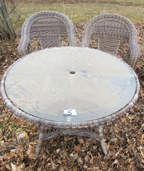 patio table, two chairs