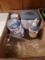 2 boxes assorted tableware, electronics
