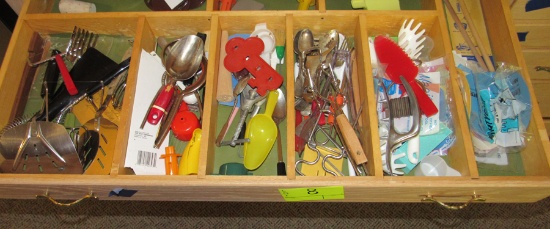 drawer of kitchen utencils