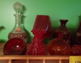 red glass set, decantor
