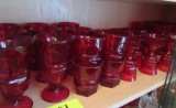 red glass dish set