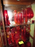 red glass vases