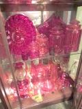 red glass vases and set