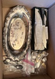Silver plated silverware and tray