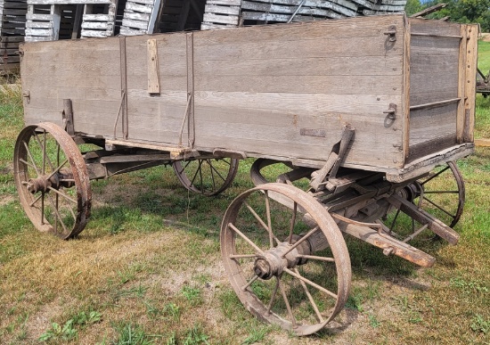 steel wheel horse-drawn double box trailer
