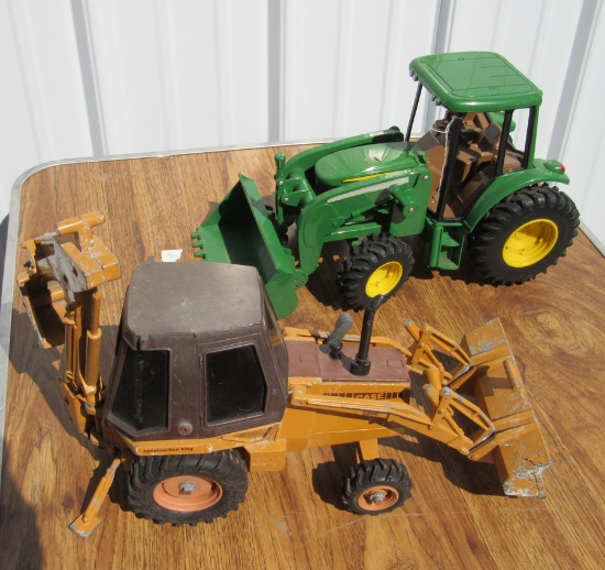 Case 580E & JD toy tractors