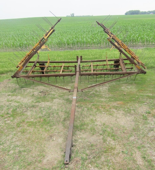 4 section drag spring tooth on pony-cart, 22’