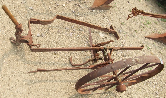 steal wheel w/ partial frame for horse drawn equipment